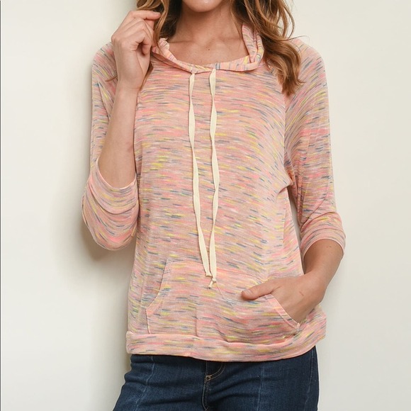 Lightweight Hooded Top Pink Pullover - Picture 2 of 8